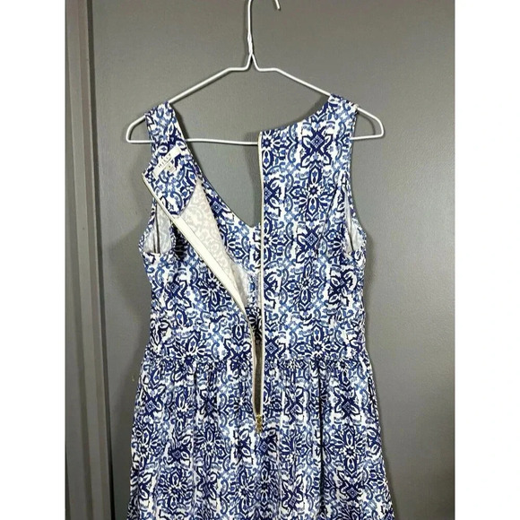 Milly For Design Nation Italia Dress A-Line V-neck Blue Combo 8 Pleated Banvin - Picture 12 of 12